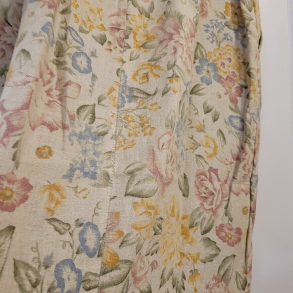 Vintage Talbots Linen-Blend Floral Tapestry-Pattern Long Pleated Maxi Skirt - Picture 4 of 12